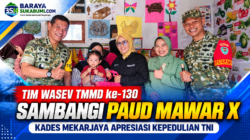 Tim Wasev TMMD ke-130 Sambangi PAUD Mawar X, Kades Mekarjaya Apresiasi Kepedulian TNI