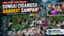 Respons Cepat Aspirasi Warga, Polres Sukabumi Bersihkan Sungai Cigangsa Lewat Green Policing