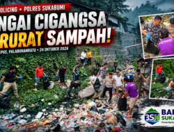 Respons Cepat Aspirasi Warga, Polres Sukabumi Bersihkan Sungai Cigangsa Lewat Green Policing