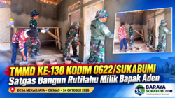 Satgas TMMD ke-130 Kodim 0622/Sukabumi Bangun Rutilahu Milik Bapak Aden di Desa Mekarjaya