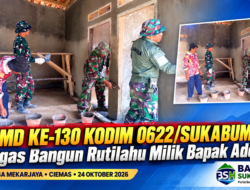 Satgas TMMD ke-130 Kodim 0622/Sukabumi Bangun Rutilahu Milik Bapak Aden di Desa Mekarjaya